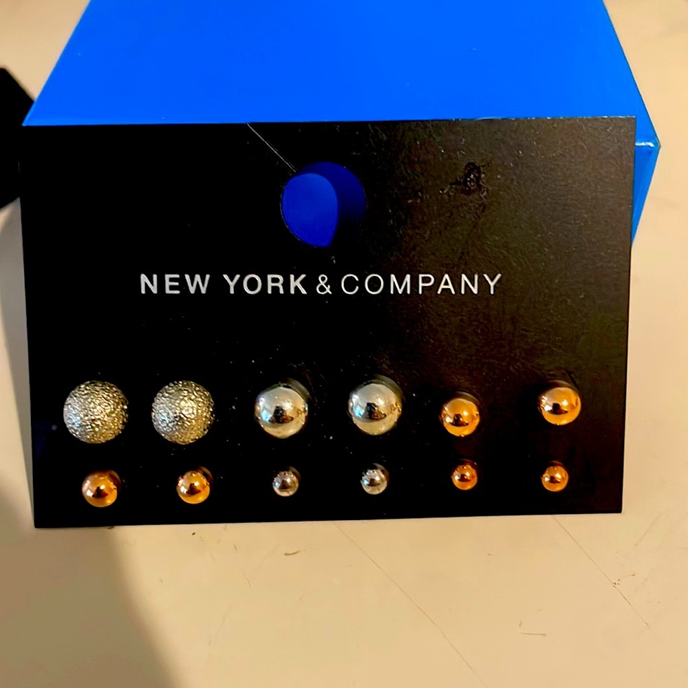 New York & Company Two-Tone Gold and Silver Stud Earring Set